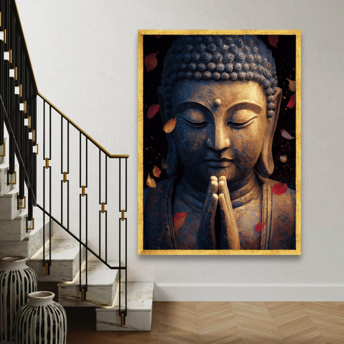 Serene Buddha Statue Canvas Wall Art, Meditation Decor, Spiritual Home Decoration, Zen Buddhist Canvas Print, Ready To Hang Decoration