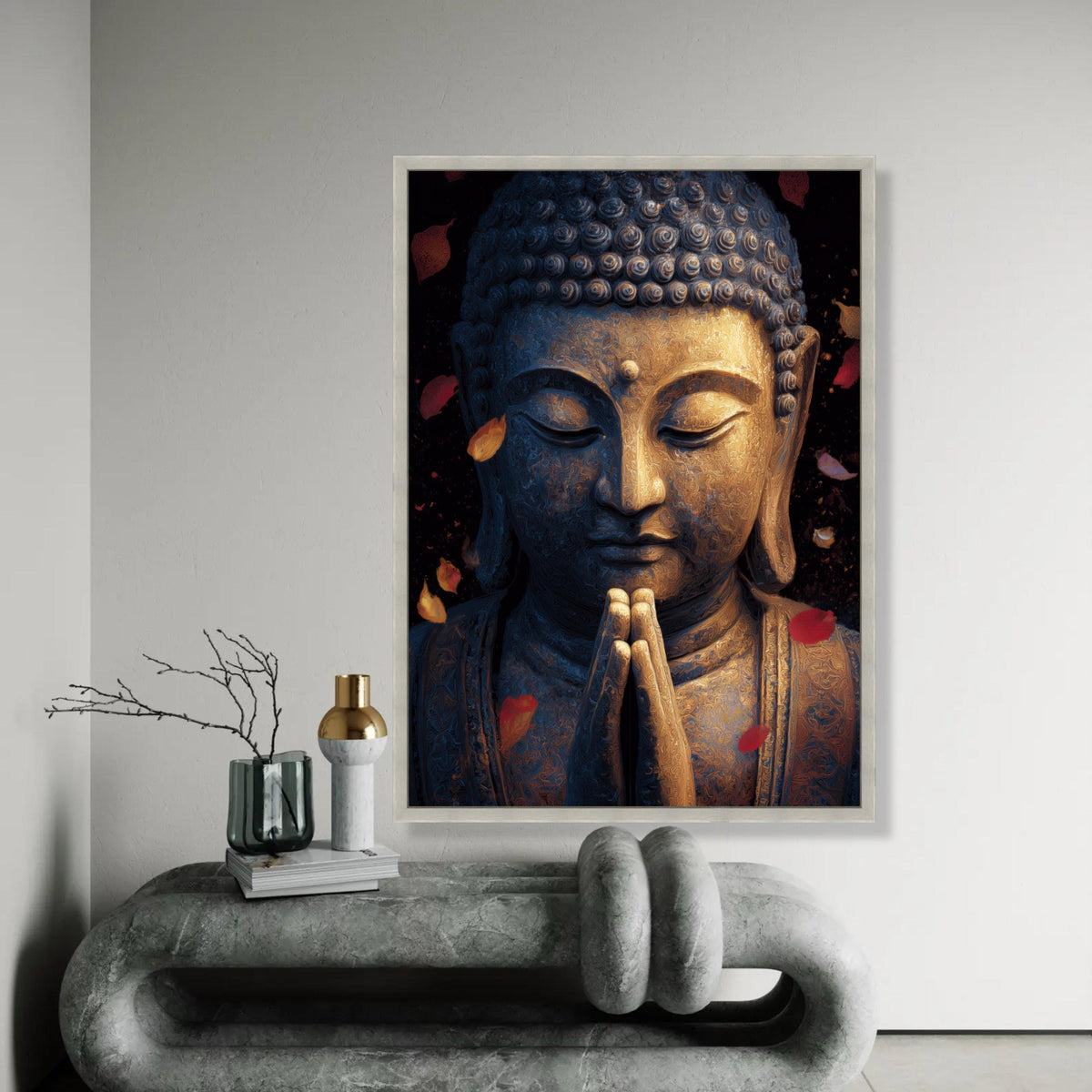Serene Buddha Statue Canvas Wall Art, Meditation Decor, Spiritual Home Decoration, Zen Buddhist Canvas Print, Ready To Hang Decoration