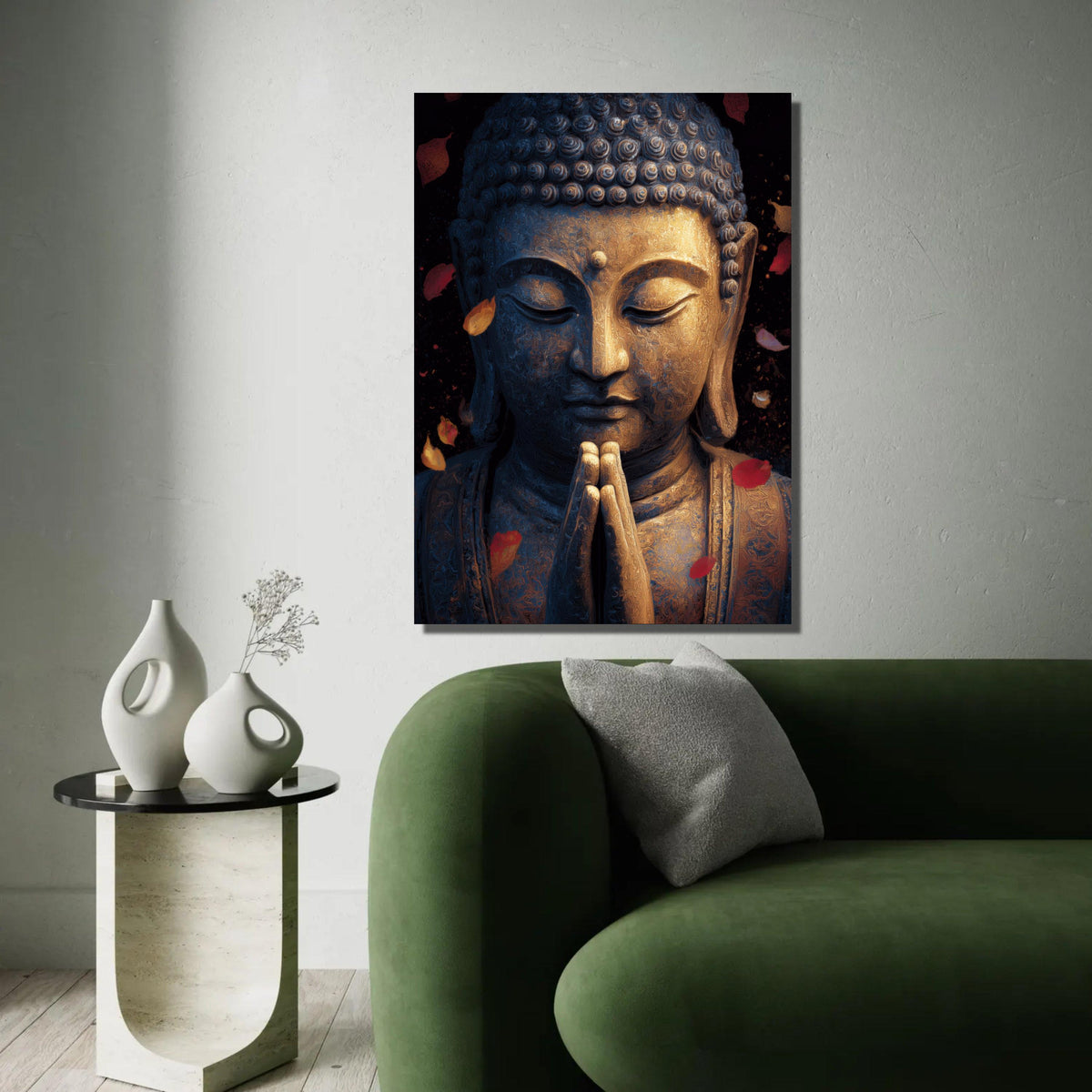 Serene Buddha Statue Canvas Wall Art, Meditation Decor, Spiritual Home Decoration, Zen Buddhist Canvas Print, Ready To Hang Decoration