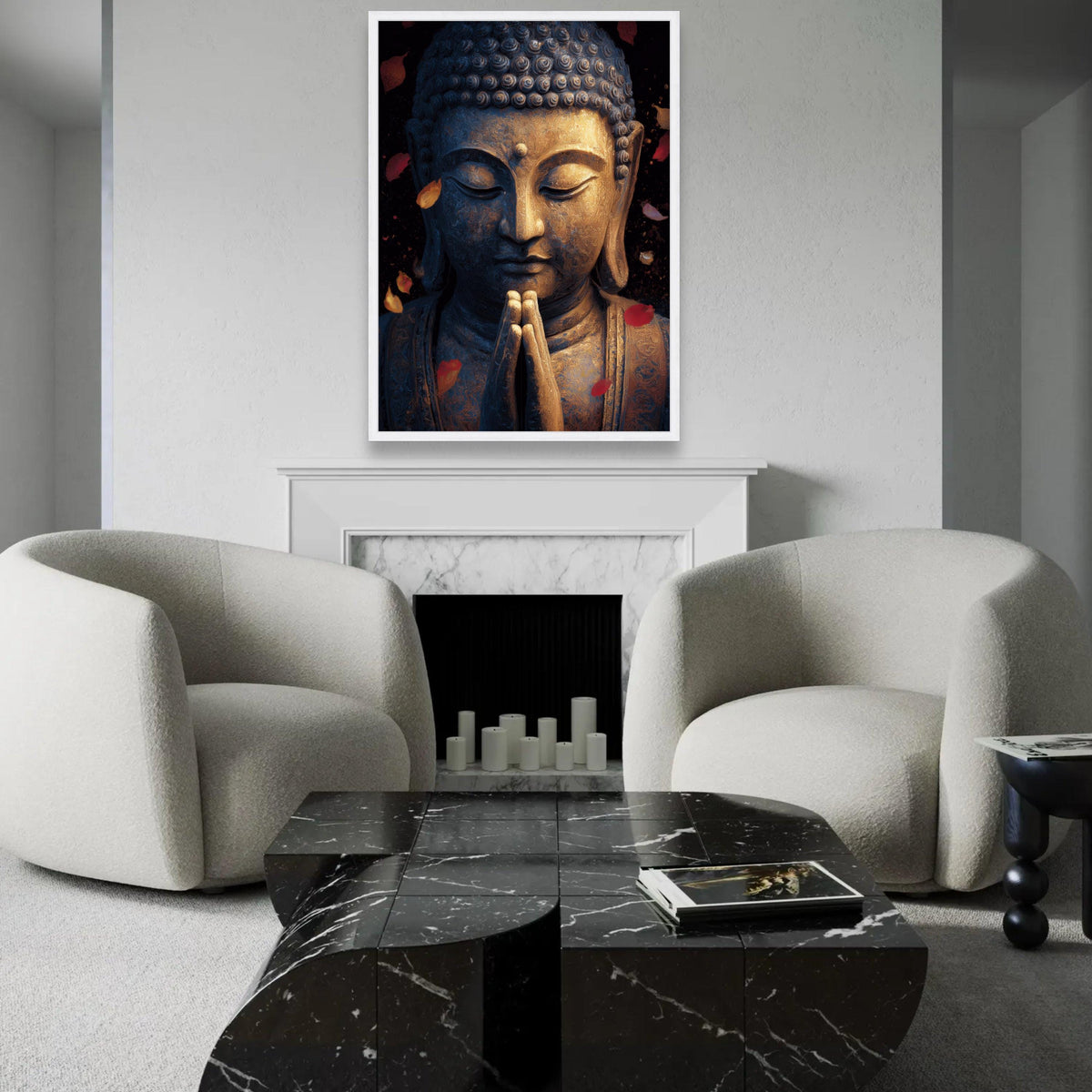 Serene Buddha Statue Canvas Wall Art, Meditation Decor, Spiritual Home Decoration, Zen Buddhist Canvas Print, Ready To Hang Decoration