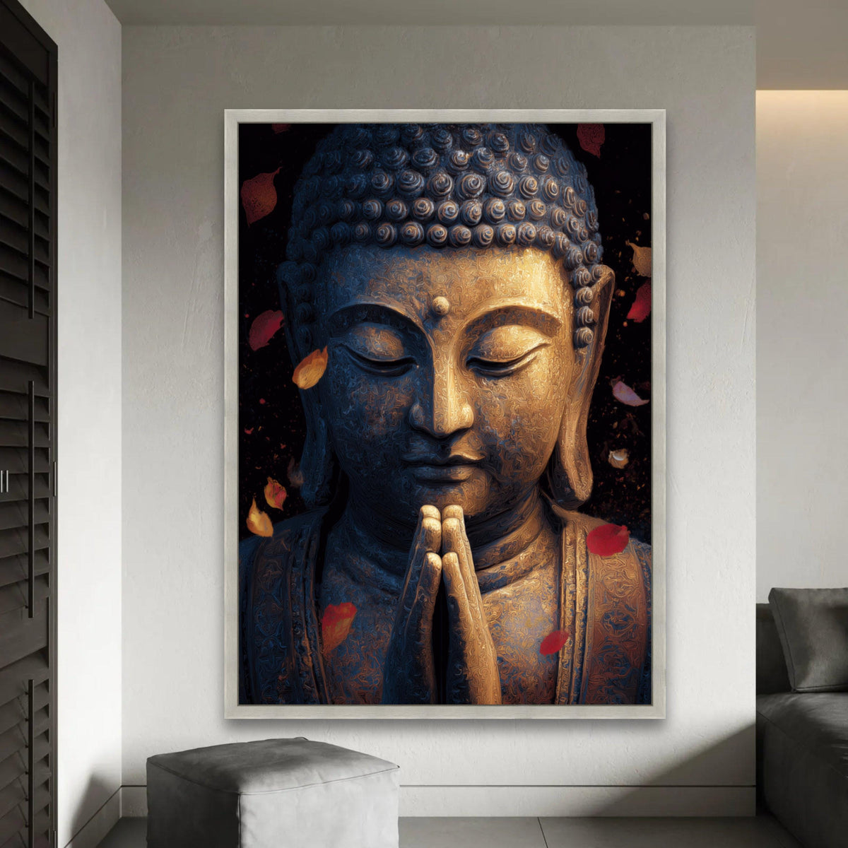 Serene Buddha Statue Canvas Wall Art, Meditation Decor, Spiritual Home Decoration, Zen Buddhist Canvas Print, Ready To Hang Decoration
