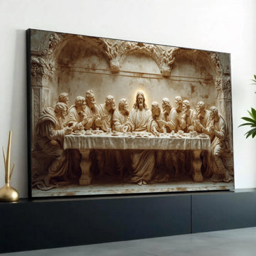 12 Apostles The Last Supper Canvas Wall Art, Religious Christian Decor, Jesus and Disciples Sculpture Print, Spiritual Dining