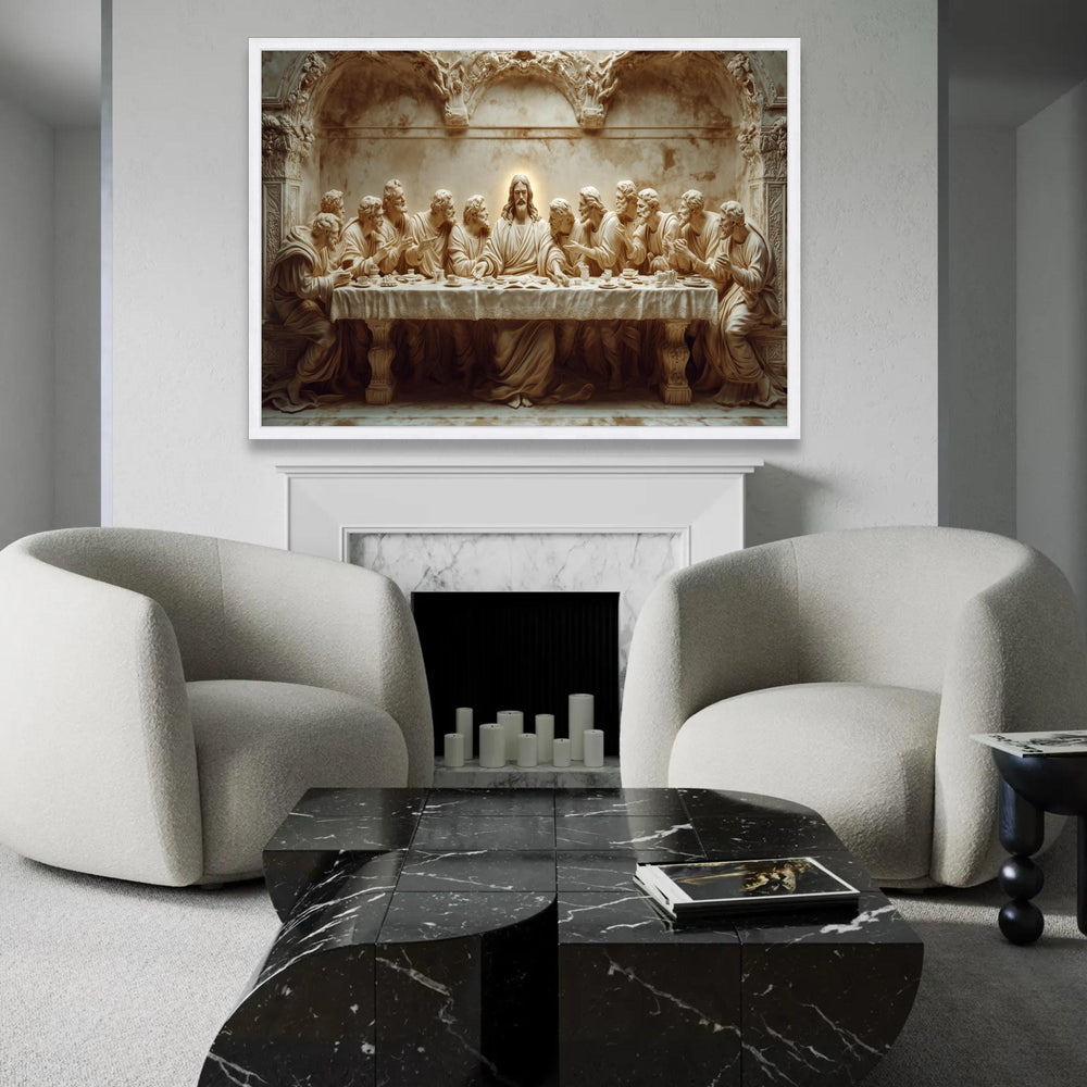 12 Apostles The Last Supper Canvas Wall Art, Religious Christian Decor, Jesus and Disciples Sculpture Print, Spiritual Dining