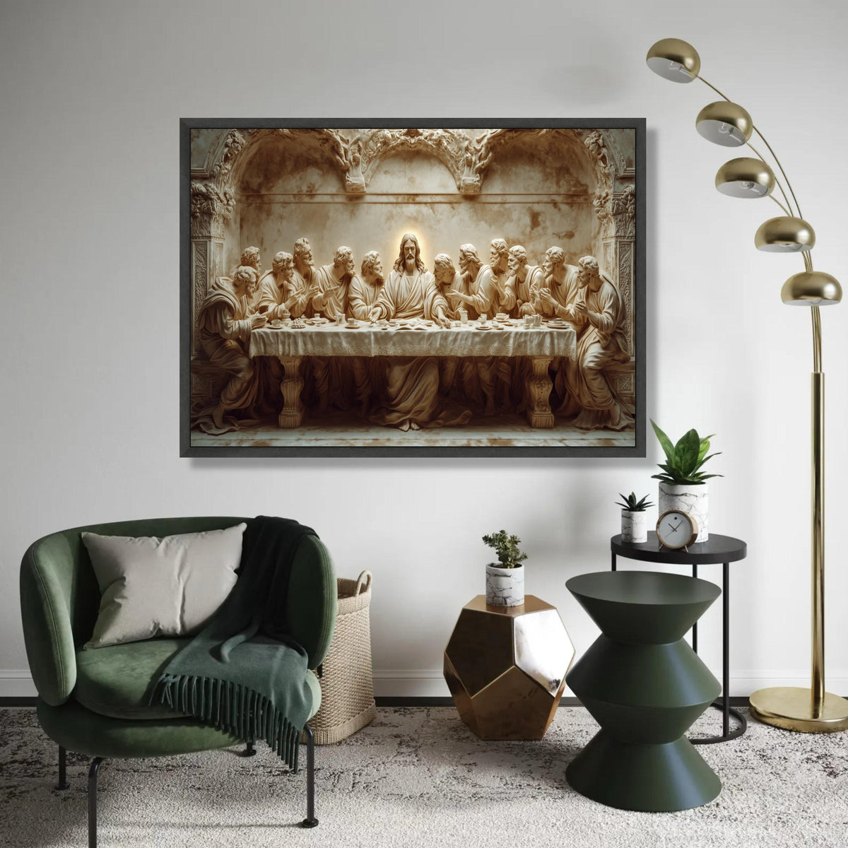 12 Apostles The Last Supper Canvas Wall Art, Religious Christian Decor, Jesus and Disciples Sculpture Print, Spiritual Dining