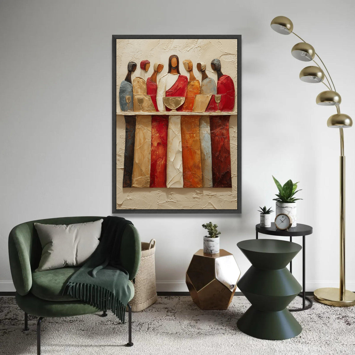 Abstract The Last Supper Canvas Wall Art, Religious Modern Painting, Christian Scripture Decor, Spiritual Canvas, Ready To Hang Decoration