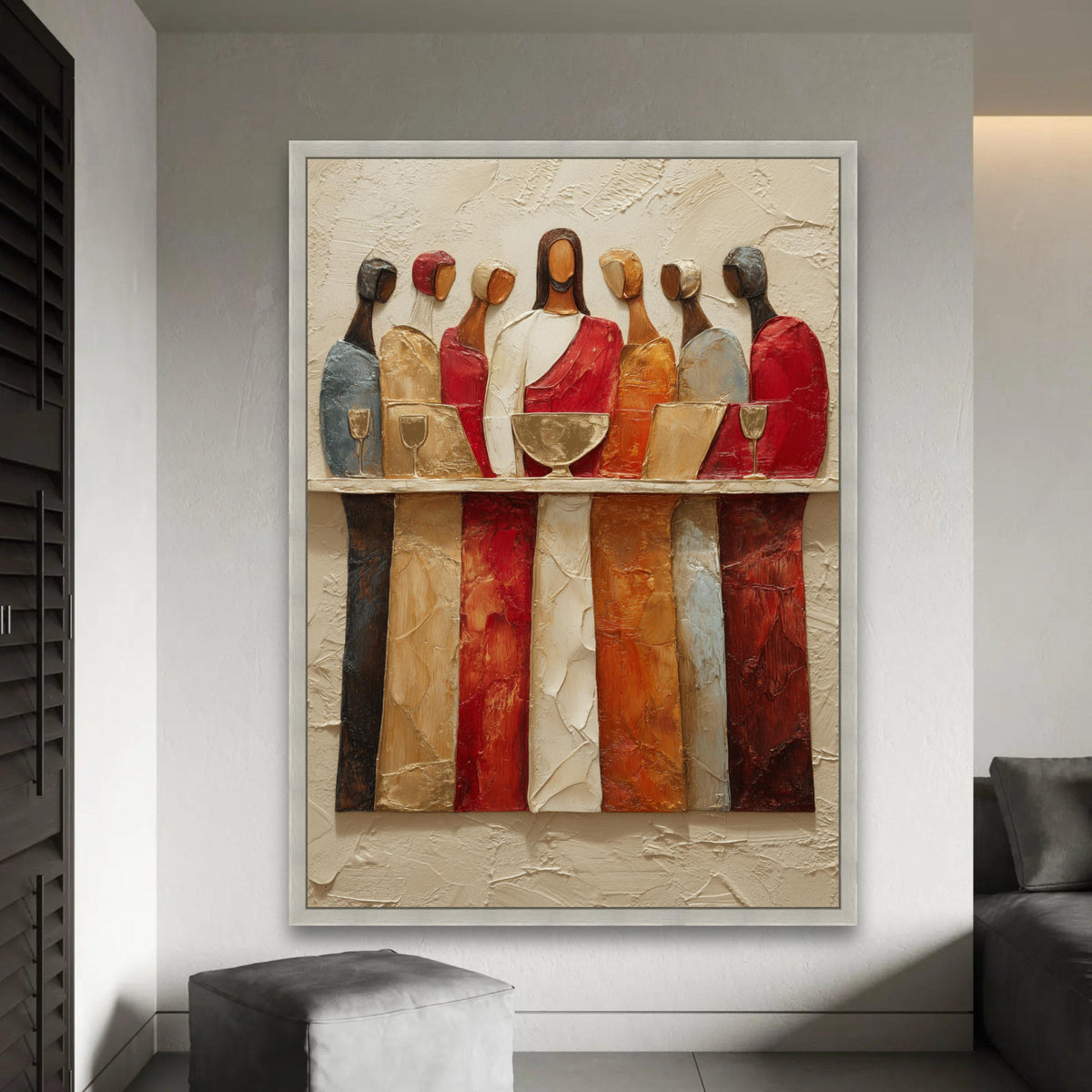 Abstract The Last Supper Canvas Wall Art, Religious Modern Painting, Christian Scripture Decor, Spiritual Canvas, Ready To Hang Decoration