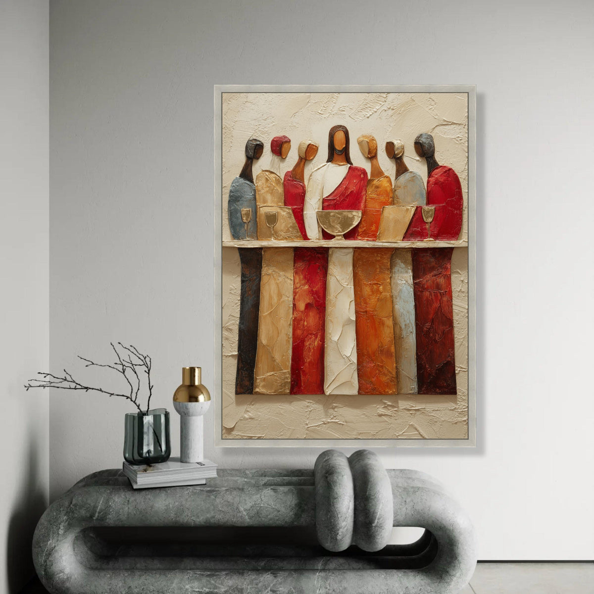 Abstract The Last Supper Canvas Wall Art, Religious Modern Painting, Christian Scripture Decor, Spiritual Canvas, Ready To Hang Decoration