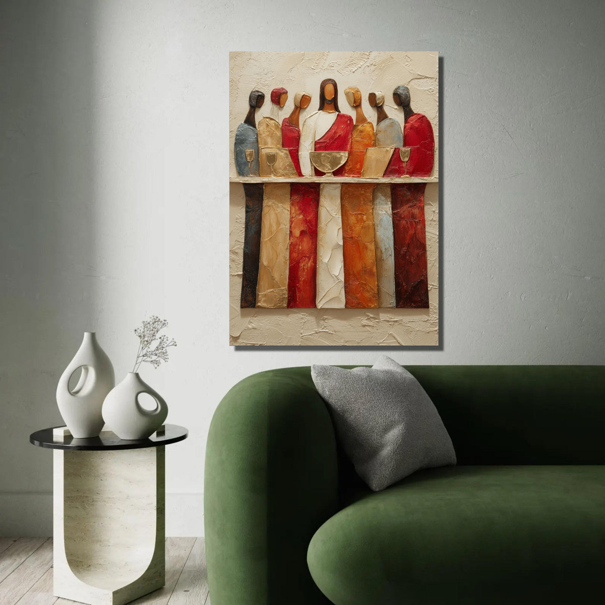 Abstract The Last Supper Canvas Wall Art, Religious Modern Painting, Christian Scripture Decor, Spiritual Canvas, Ready To Hang Decoration