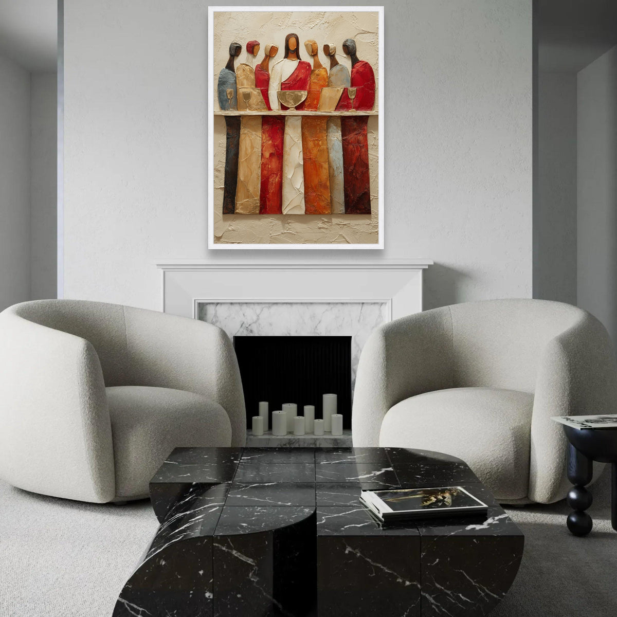 Abstract The Last Supper Canvas Wall Art, Religious Modern Painting, Christian Scripture Decor, Spiritual Canvas, Ready To Hang Decoration