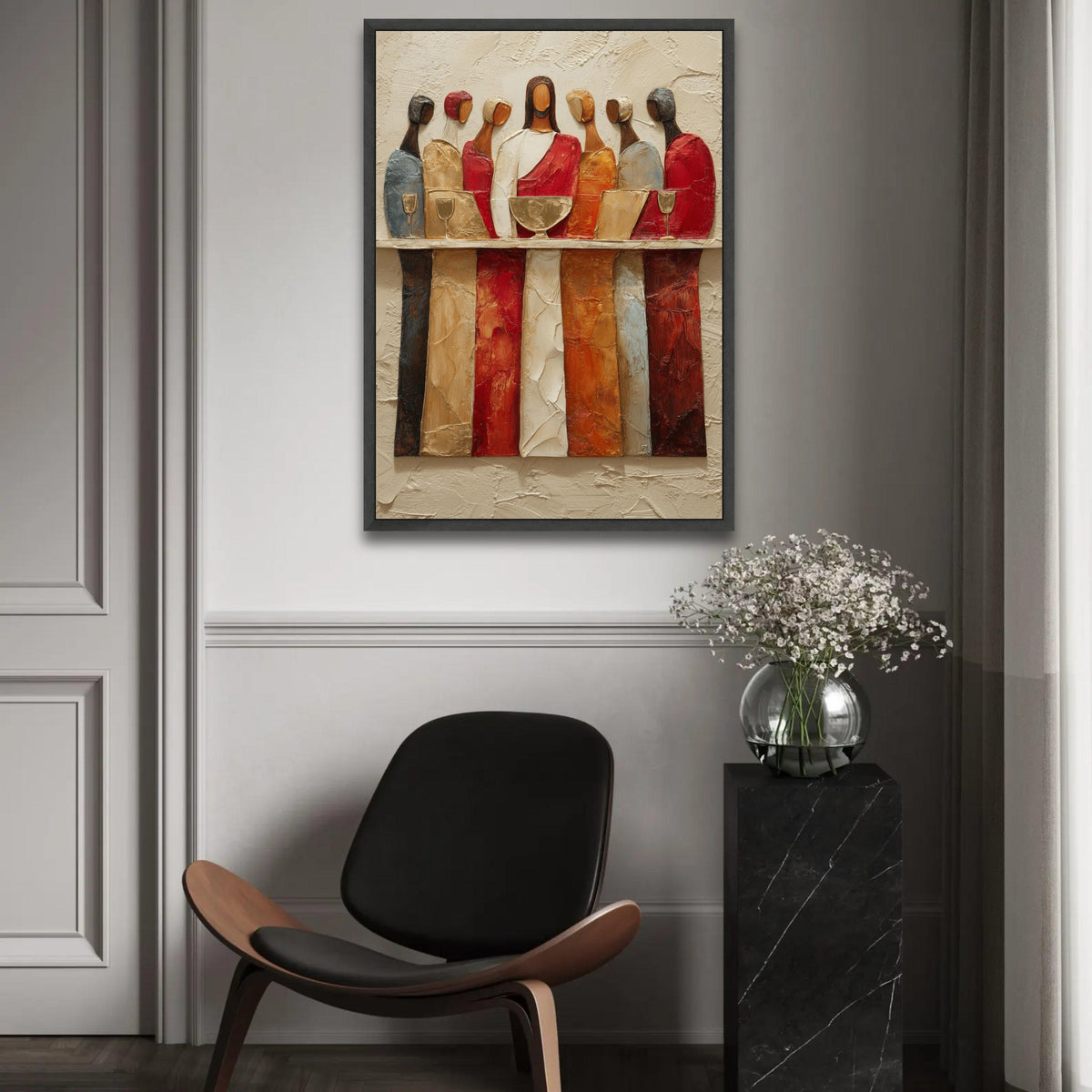 Abstract The Last Supper Canvas Wall Art, Religious Modern Painting, Christian Scripture Decor, Spiritual Canvas, Ready To Hang Decoration