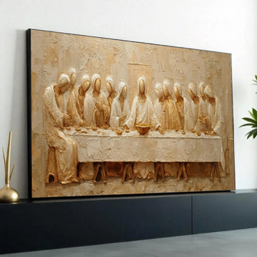 The Last Supper Canvas Wall Art, Religious Christian Decor, Jesus and Disciples, Spiritual Biblical Scene, Elegant Ready To Hang Decoration