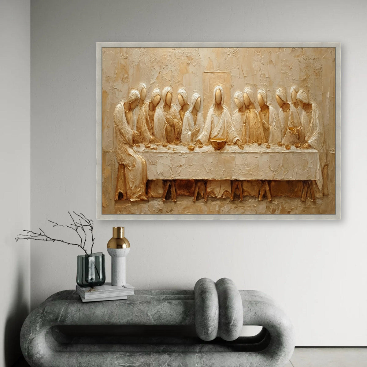 The Last Supper Canvas Wall Art, Religious Christian Decor, Jesus and Disciples, Spiritual Biblical Scene, Elegant Ready To Hang Decoration