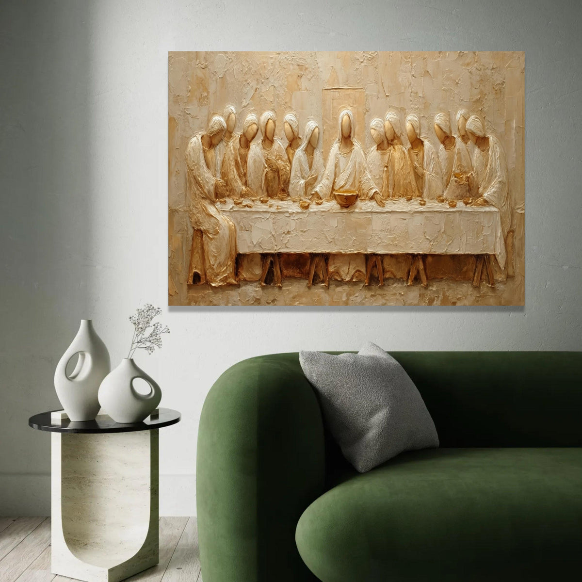 The Last Supper Canvas Wall Art, Religious Christian Decor, Jesus and Disciples, Spiritual Biblical Scene, Elegant Ready To Hang Decoration