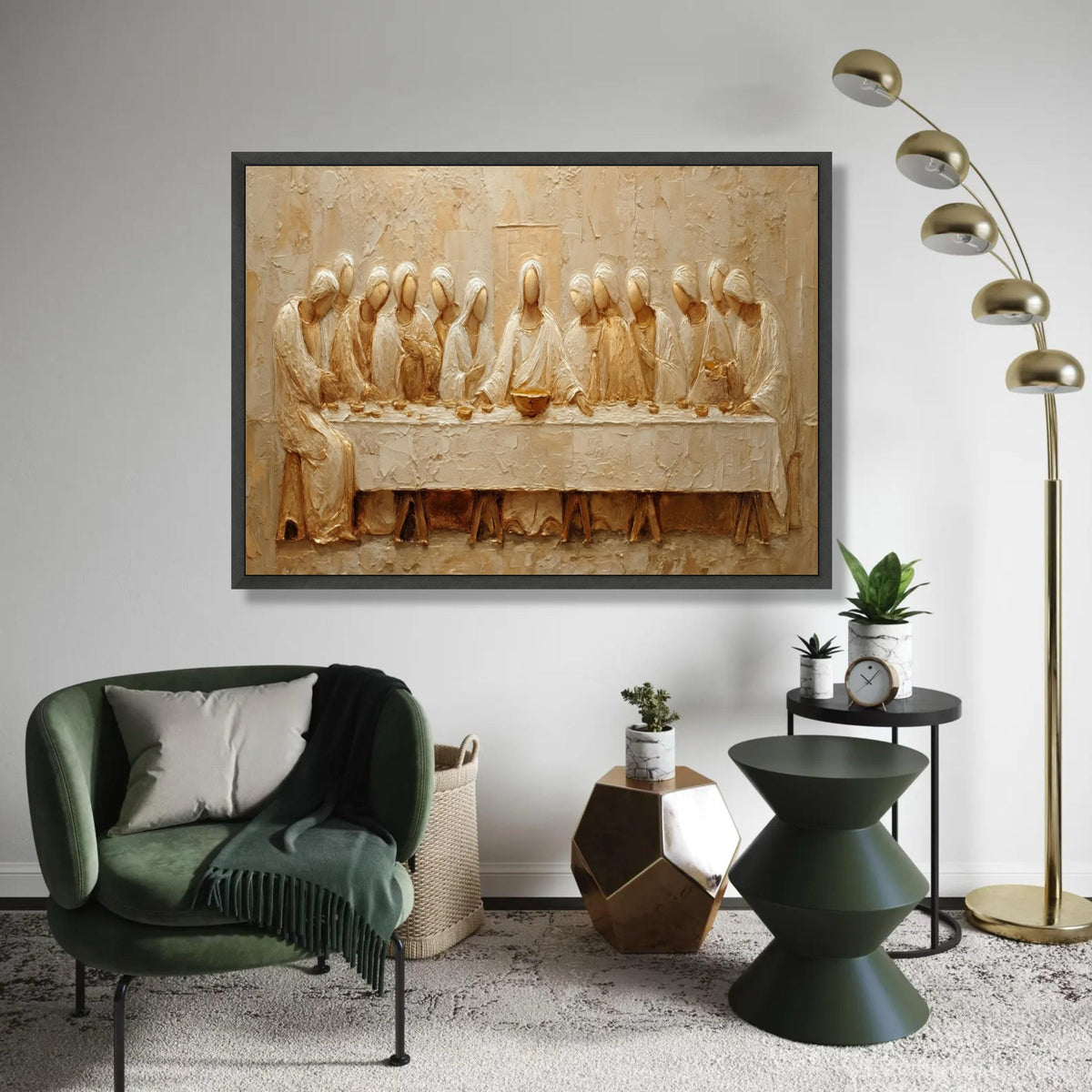 The Last Supper Canvas Wall Art, Religious Christian Decor, Jesus and Disciples, Spiritual Biblical Scene, Elegant Ready To Hang Decoration