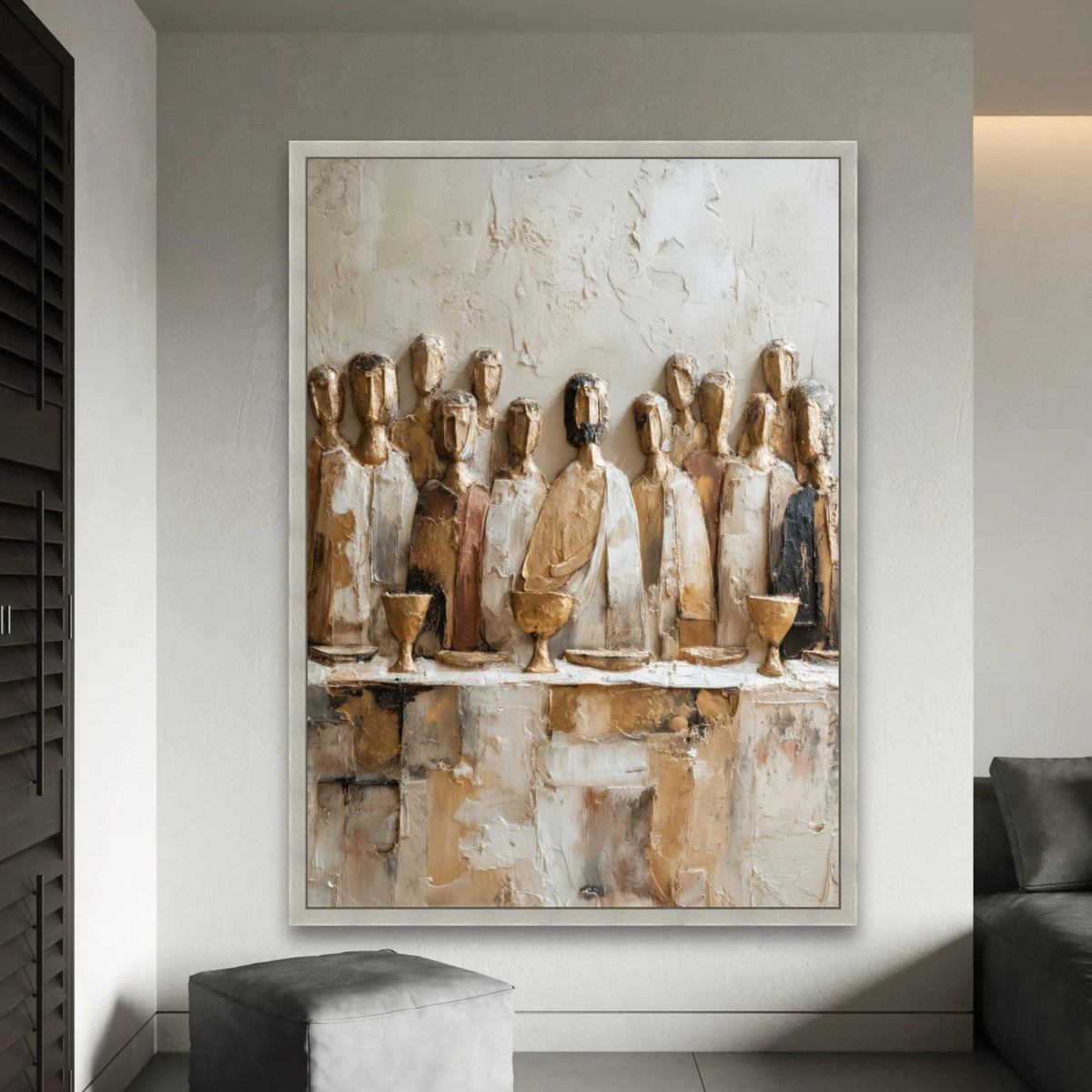 Abstract Last Supper Canvas Wall Art, Religious Artwork, Rustic Christian Decor, Spiritual Home Decoration, Ready Ready To Hang Decoration