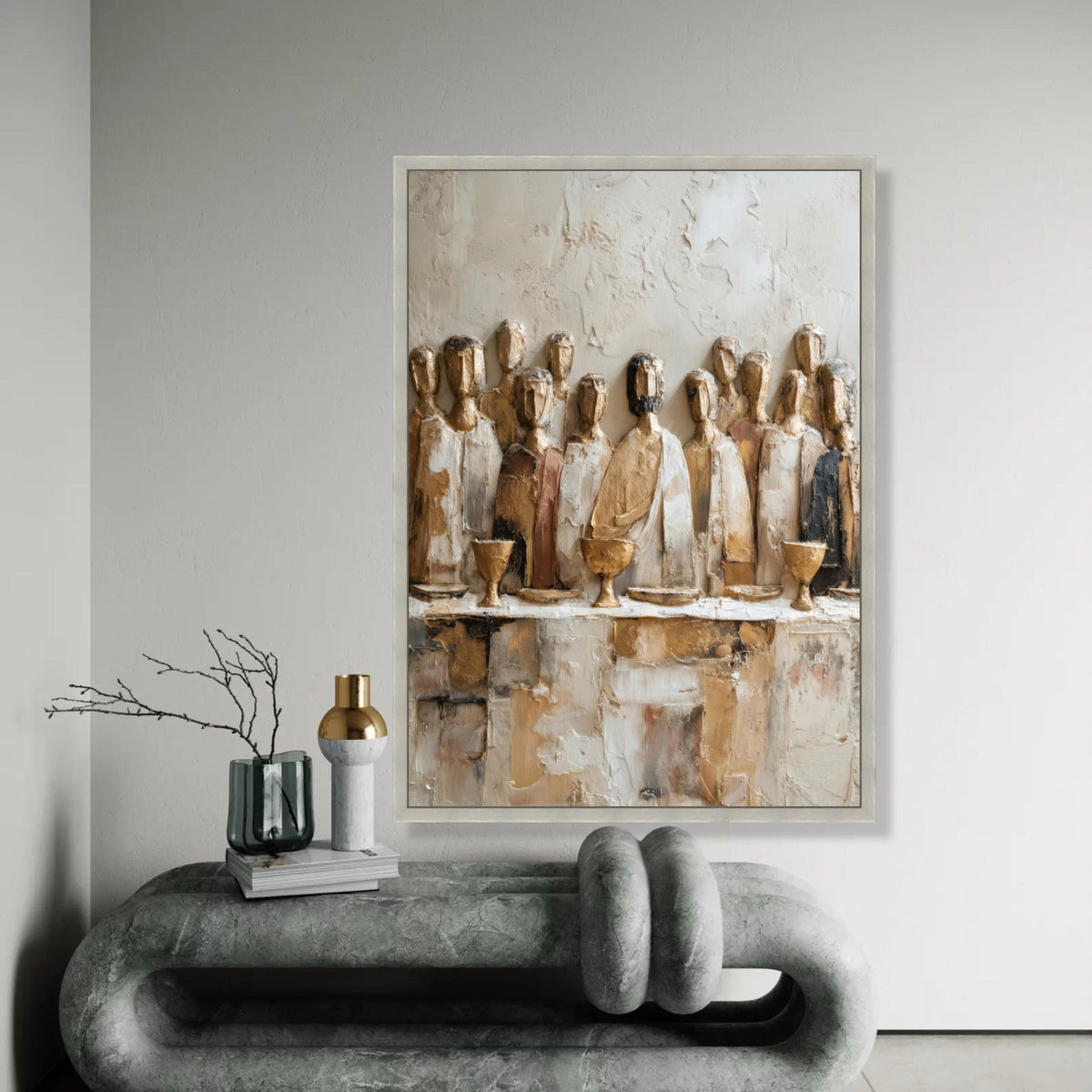 Abstract Last Supper Canvas Wall Art, Religious Artwork, Rustic Christian Decor, Spiritual Home Decoration, Ready Ready To Hang Decoration