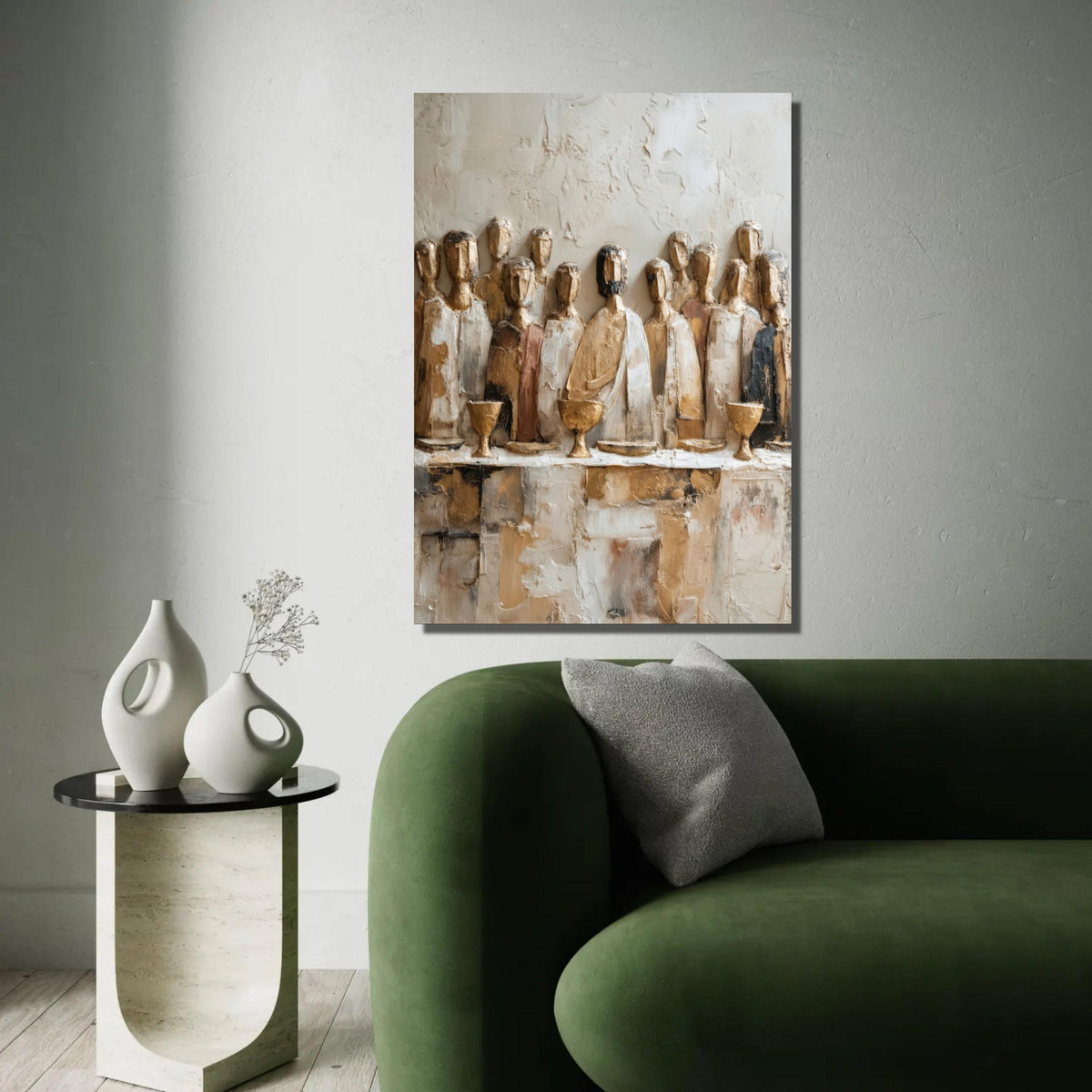 Abstract Last Supper Canvas Wall Art, Religious Artwork, Rustic Christian Decor, Spiritual Home Decoration, Ready Ready To Hang Decoration