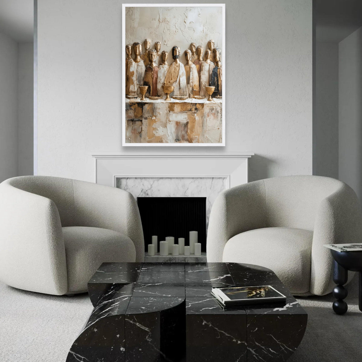 Abstract Last Supper Canvas Wall Art, Religious Artwork, Rustic Christian Decor, Spiritual Home Decoration, Ready Ready To Hang Decoration
