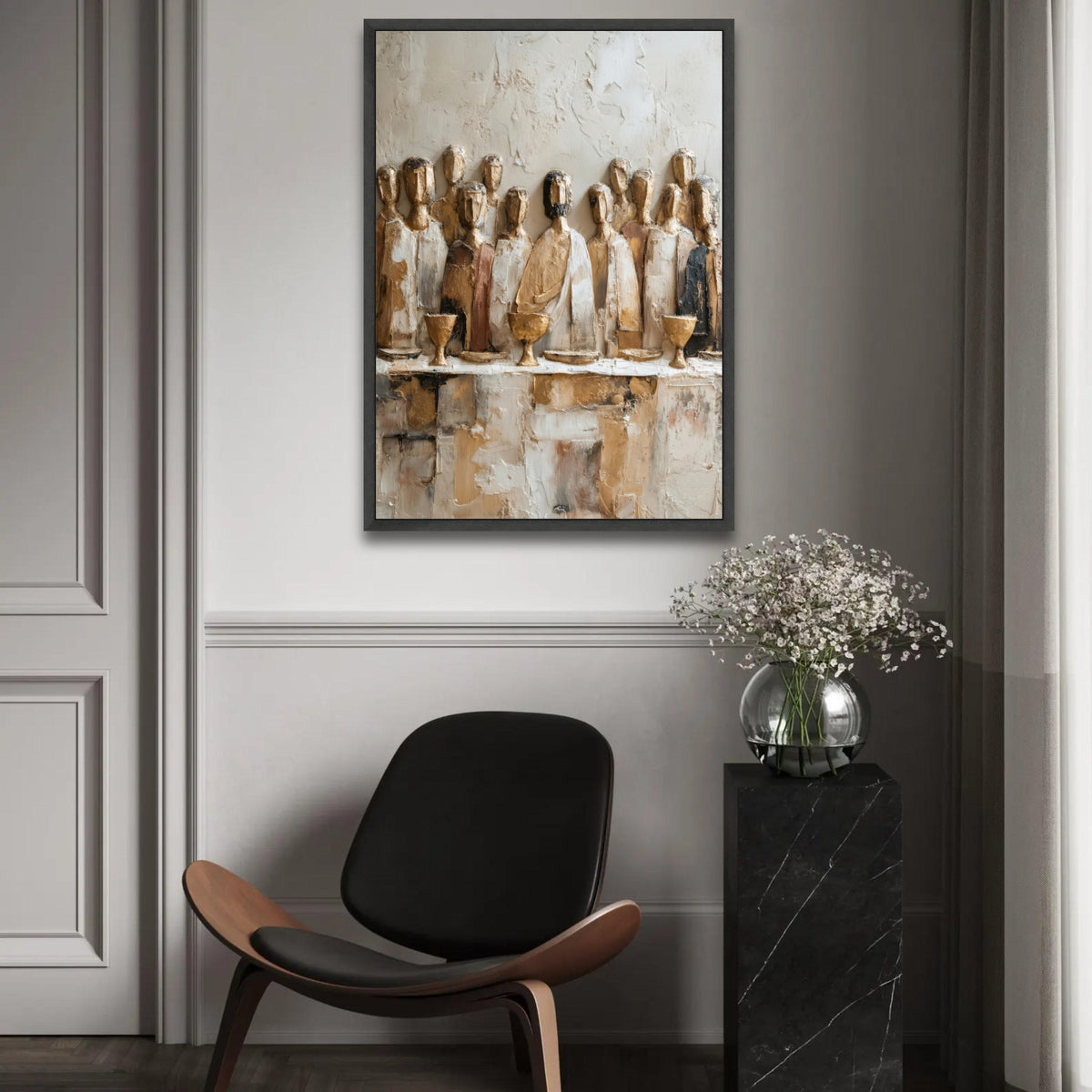 Abstract Last Supper Canvas Wall Art, Religious Artwork, Rustic Christian Decor, Spiritual Home Decoration, Ready Ready To Hang Decoration