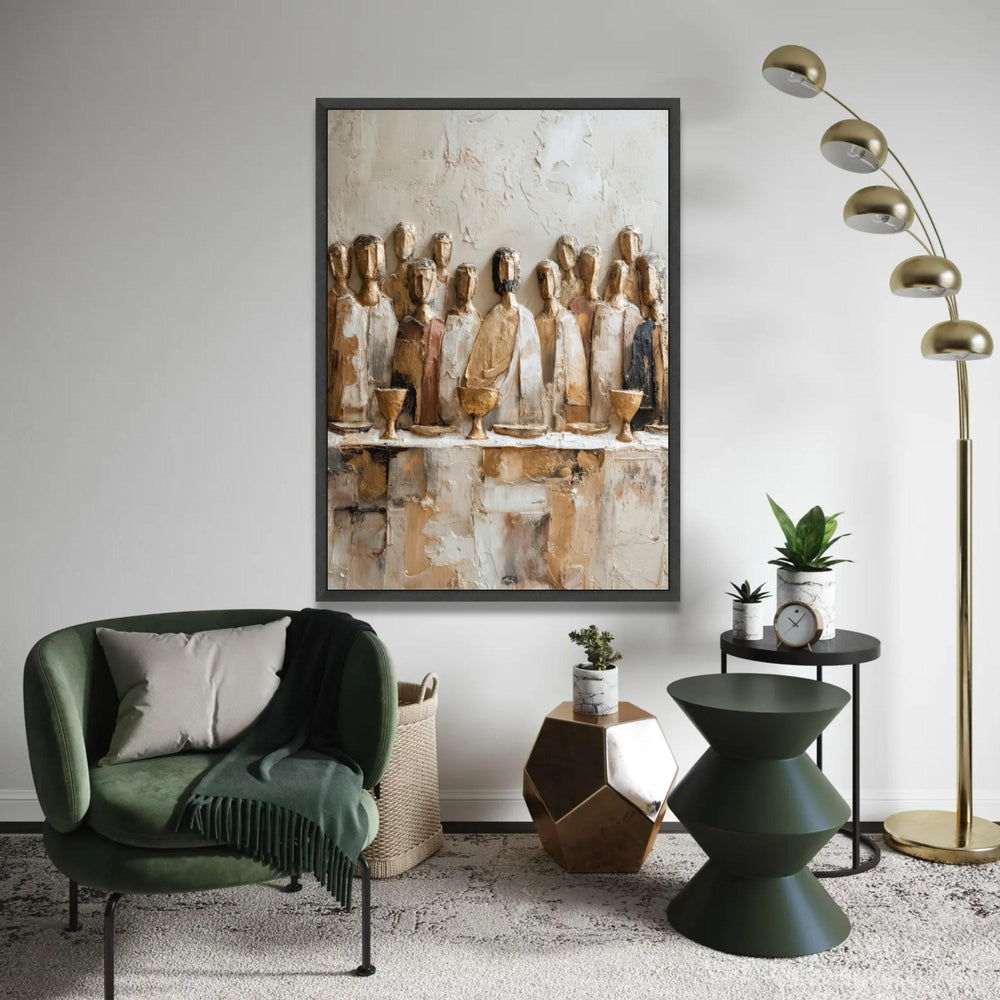 Abstract Last Supper Canvas Wall Art, Religious Artwork, Rustic Christian Decor, Spiritual Home Decoration, Ready Ready To Hang Decoration