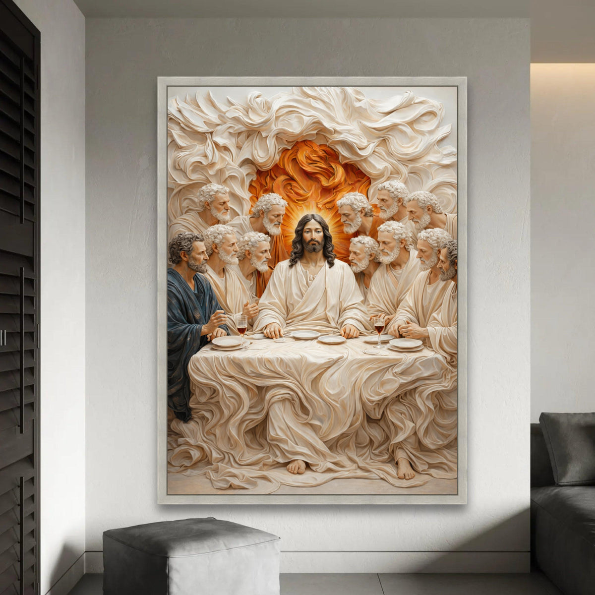 The Last Supper Canvas Wall Art, Jesus and Disciples Religious Canvas, Christian Spiritual Painting, Biblical Scene Ready To Hang Decoration