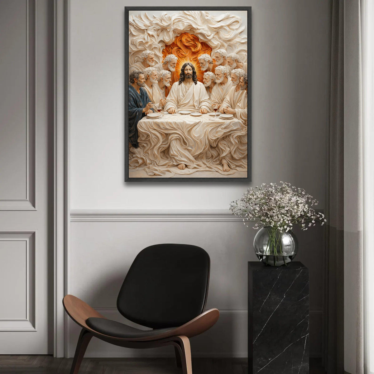 The Last Supper Canvas Wall Art, Jesus and Disciples Religious Canvas, Christian Spiritual Painting, Biblical Scene Ready To Hang Decoration