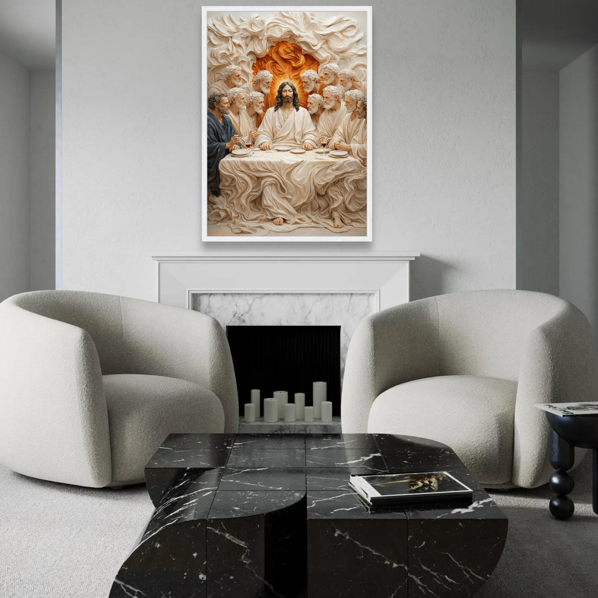 The Last Supper Canvas Wall Art, Jesus and Disciples Religious Canvas, Christian Spiritual Painting, Biblical Scene Ready To Hang Decoration