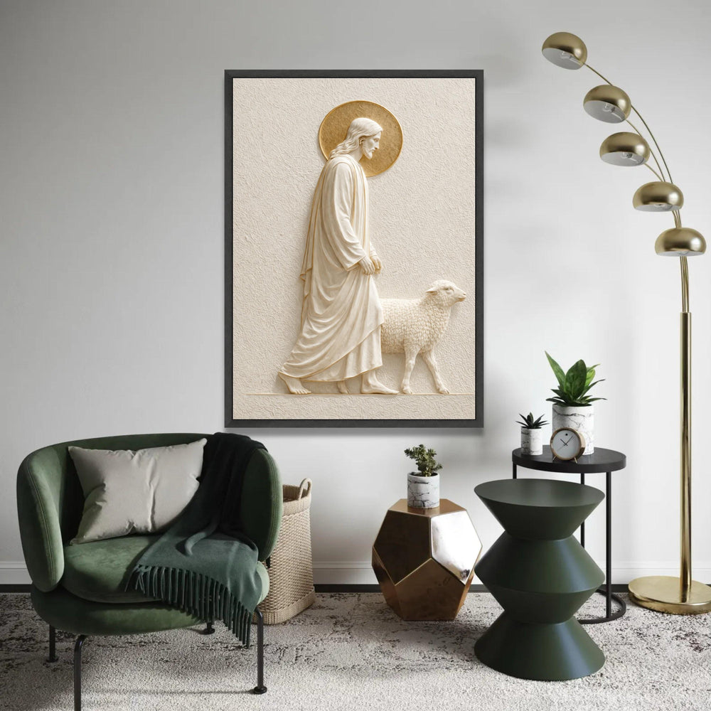 Jesus with Lamb Canvas Wall Art, Religious Christian Decor, Spiritual Home Decoration, Sacred Scripture Artwork, Ready To Hang Decoration