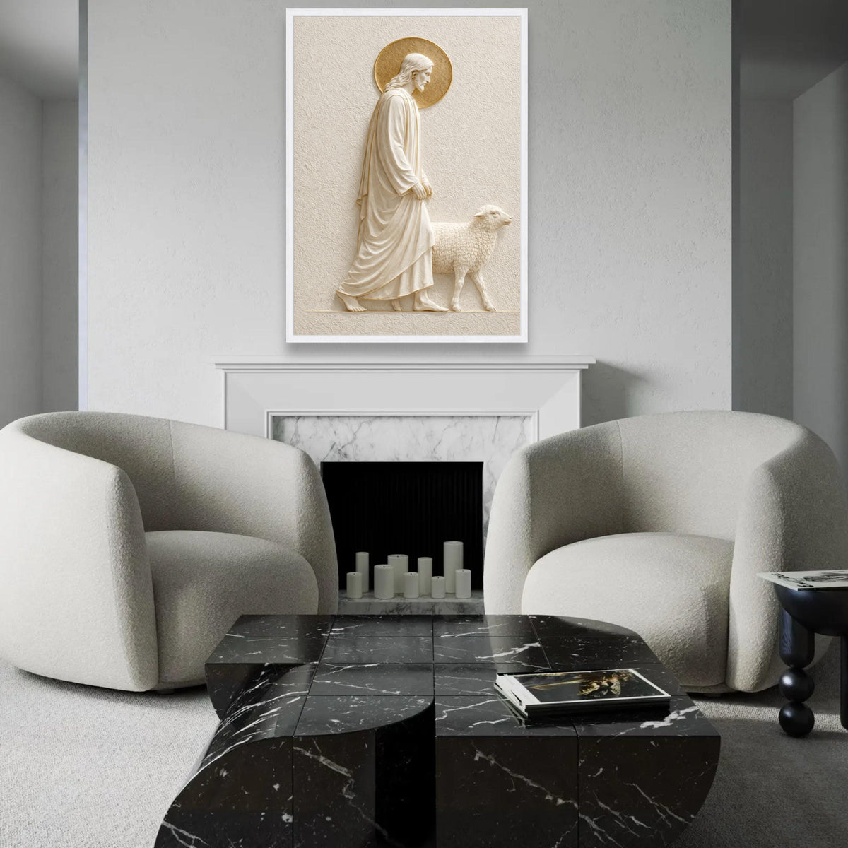 Jesus with Lamb Canvas Wall Art, Religious Christian Decor, Spiritual Home Decoration, Sacred Scripture Artwork, Ready To Hang Decoration