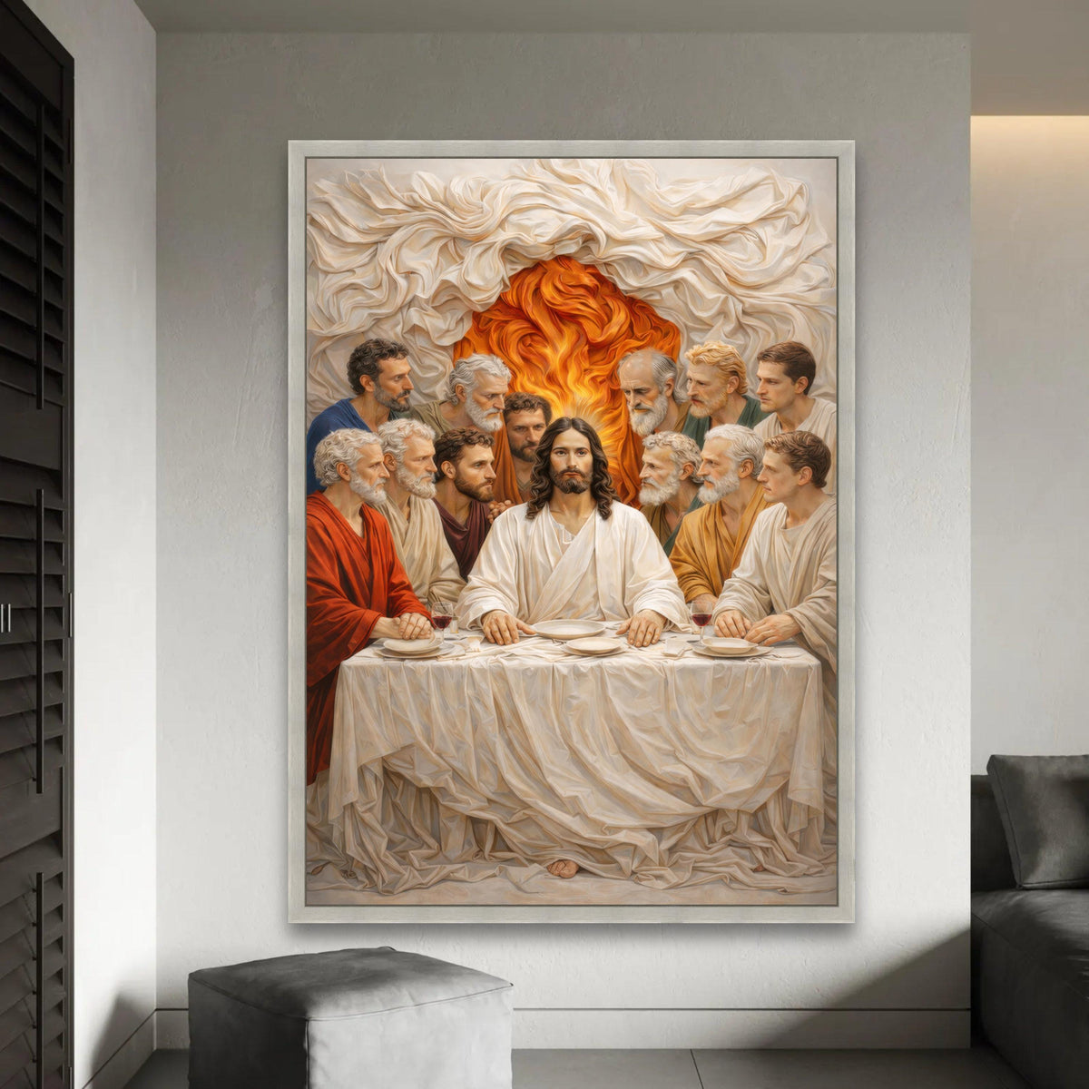 The Last Supper Canvas Wall Art, Religious Jesus and Disciples, Christian Spirituality Painting, Biblical Home Ready To Hang Decoration