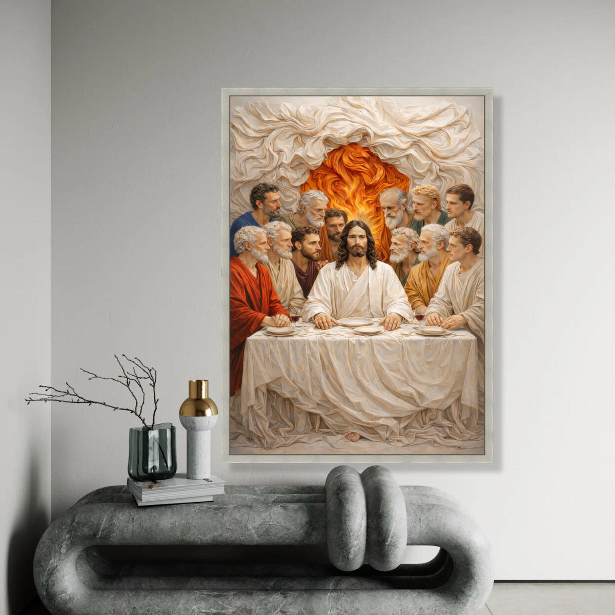 The Last Supper Canvas Wall Art, Religious Jesus and Disciples, Christian Spirituality Painting, Biblical Home Ready To Hang Decoration