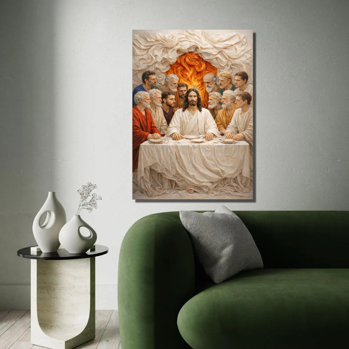 The Last Supper Canvas Wall Art, Religious Jesus and Disciples, Christian Spirituality Painting, Biblical Home Ready To Hang Decoration