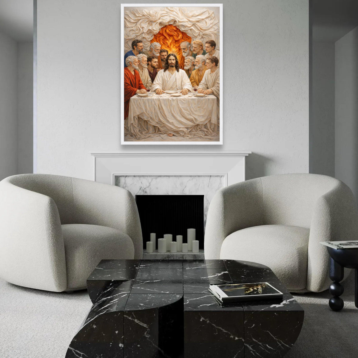 The Last Supper Canvas Wall Art, Religious Jesus and Disciples, Christian Spirituality Painting, Biblical Home Ready To Hang Decoration