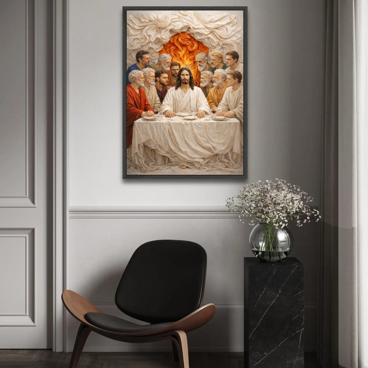 The Last Supper Canvas Wall Art, Religious Jesus and Disciples, Christian Spirituality Painting, Biblical Home Ready To Hang Decoration