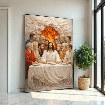 The Last Supper Canvas Wall Art, Religious Jesus and Disciples, Christian Spirituality Painting, Biblical Home Ready To Hang Decoration