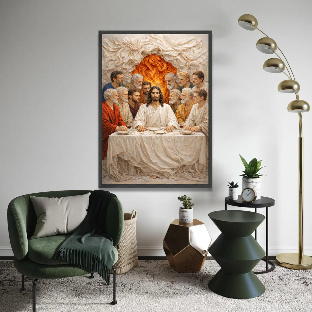 The Last Supper Canvas Wall Art, Religious Jesus and Disciples, Christian Spirituality Painting, Biblical Home Ready To Hang Decoration