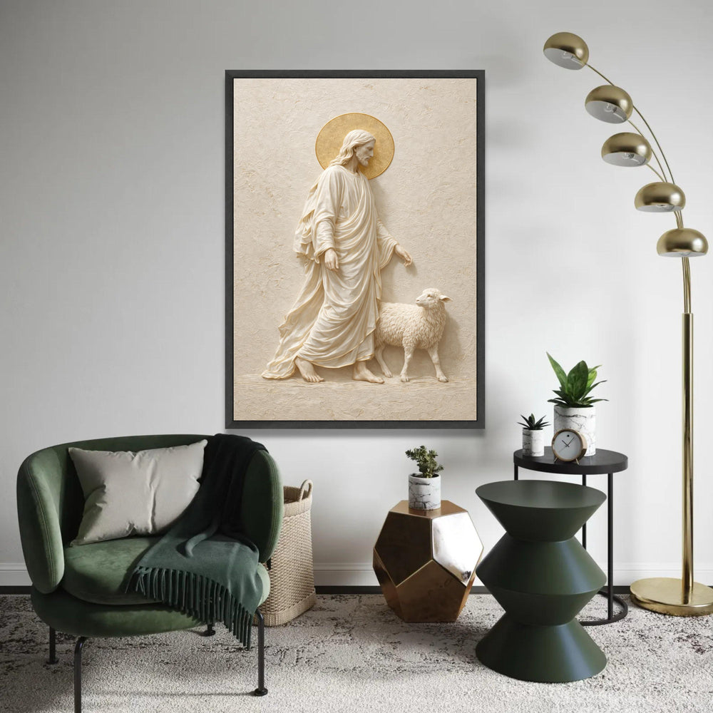 Jesus with Lamb Canvas Wall Art, Christian Religious Decor, Spiritual Wall Hanging, Faith Canvas, Shepherd and Ready To Hang Decoration