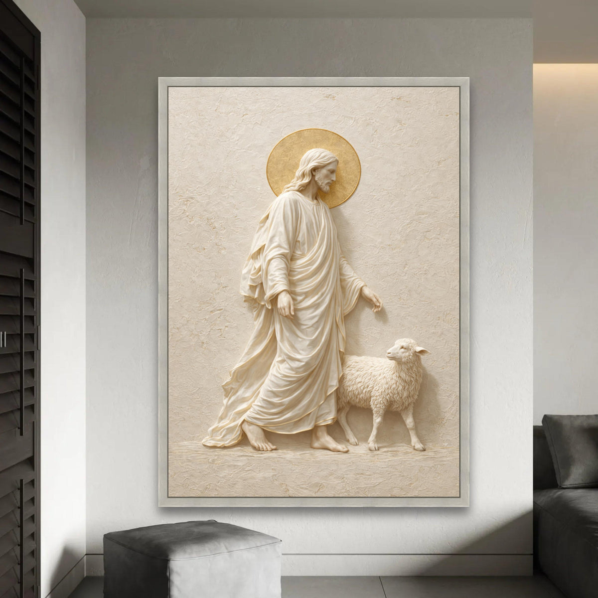 Jesus with Lamb Canvas Wall Art, Christian Religious Decor, Spiritual Wall Hanging, Faith Canvas, Shepherd and Ready To Hang Decoration