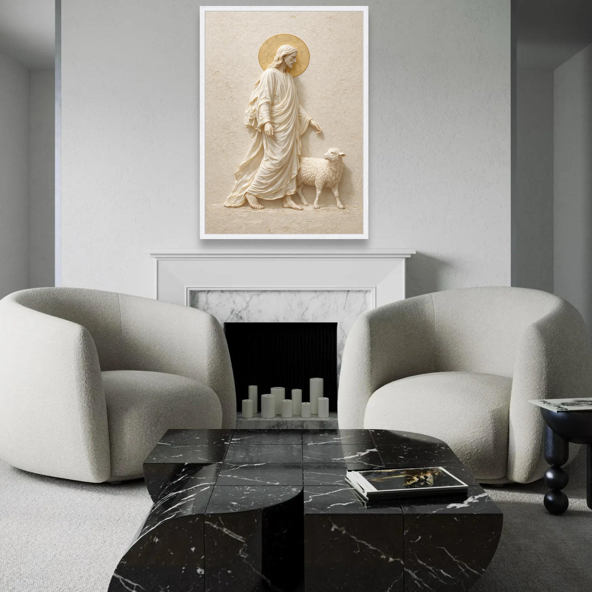 Jesus with Lamb Canvas Wall Art, Christian Religious Decor, Spiritual Wall Hanging, Faith Canvas, Shepherd and Ready To Hang Decoration