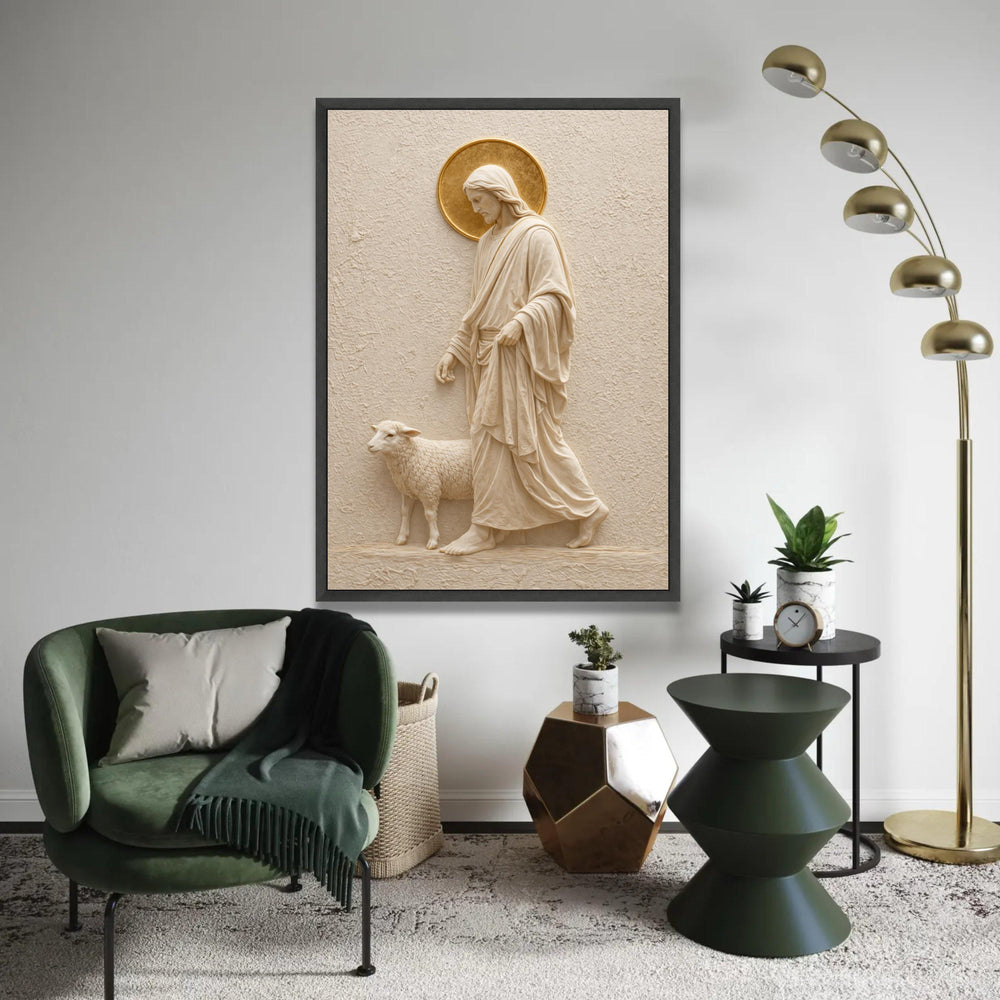 Jesus the Good Shepherd Canvas Wall Art, Religious Christian Decor, Sacred Scripture Canvas, Spiritual Wall Ready To Hang Decoration