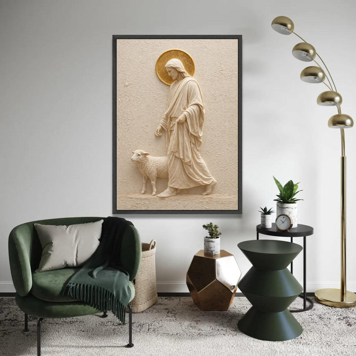 Jesus the Good Shepherd Canvas Wall Art, Religious Christian Decor, Sacred Scripture Canvas, Spiritual Wall Ready To Hang Decoration