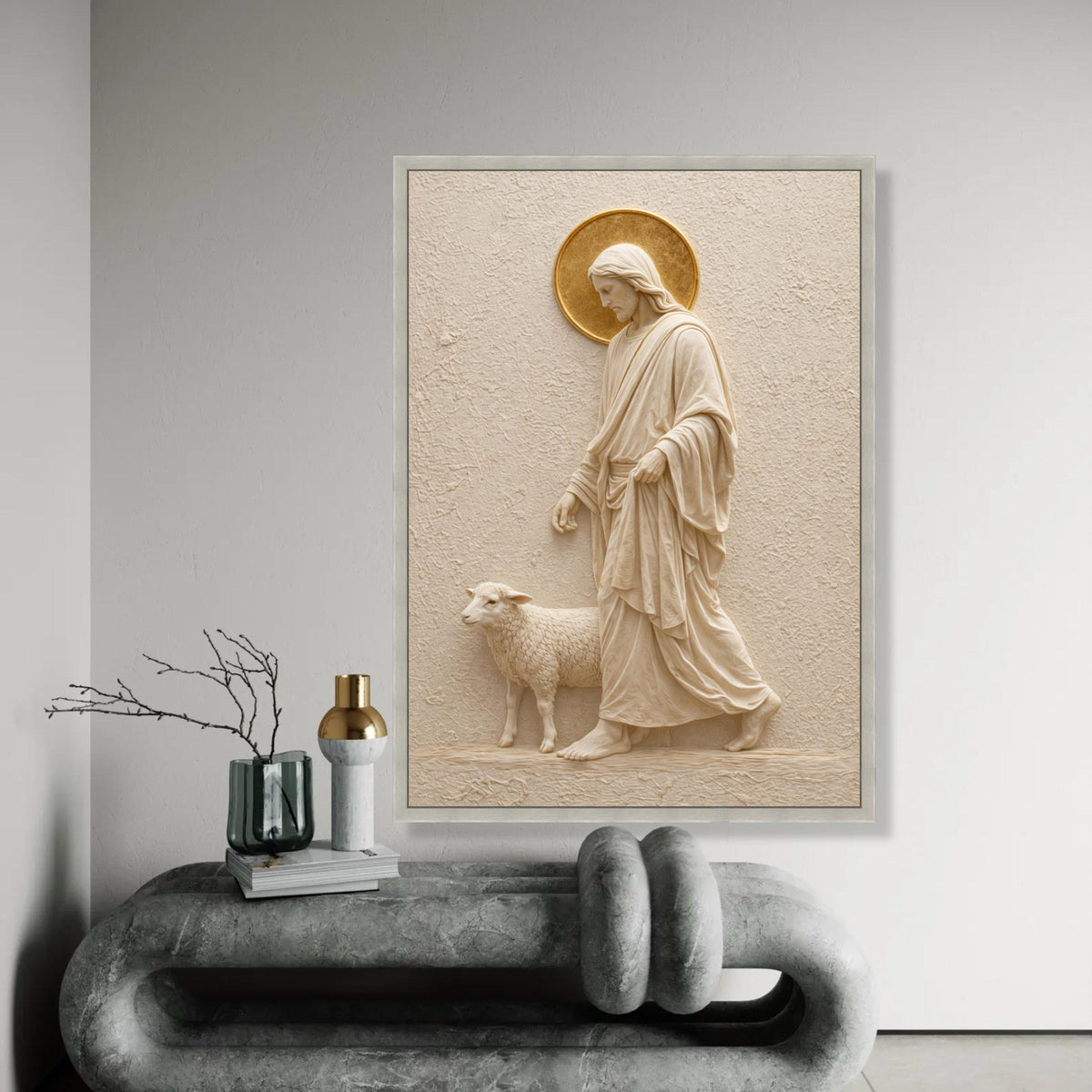 Jesus the Good Shepherd Canvas Wall Art, Religious Christian Decor, Sacred Scripture Canvas, Spiritual Wall Ready To Hang Decoration