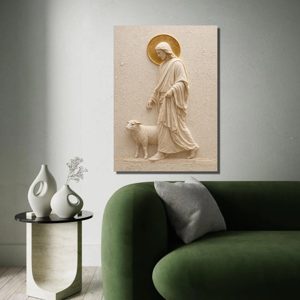 Jesus the Good Shepherd Canvas Wall Art, Religious Christian Decor, Sacred Scripture Canvas, Spiritual Wall Ready To Hang Decoration