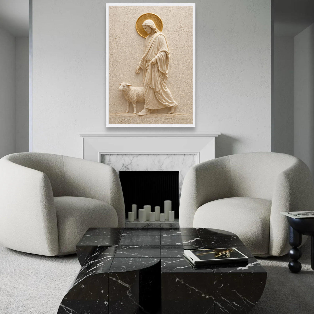 Jesus the Good Shepherd Canvas Wall Art, Religious Christian Decor, Sacred Scripture Canvas, Spiritual Wall Ready To Hang Decoration