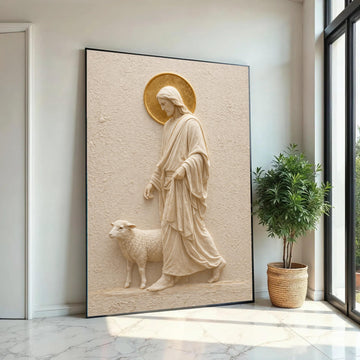 Jesus the Good Shepherd Canvas Wall Art, Religious Christian Decor, Sacred Scripture Canvas, Spiritual Wall Ready To Hang Decoration