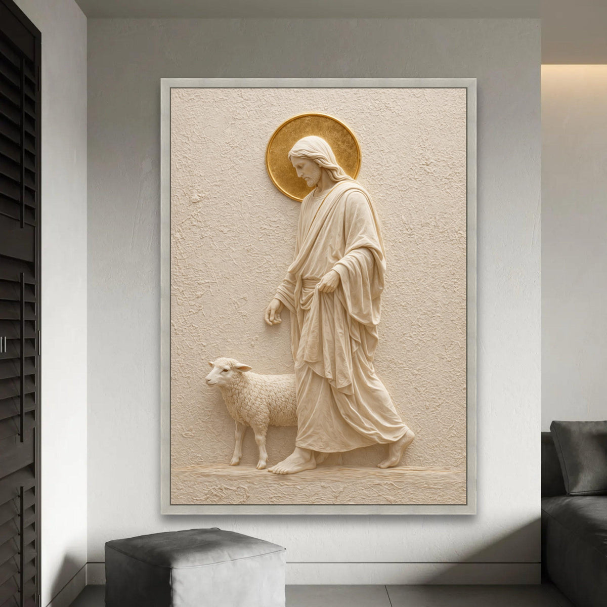 Jesus the Good Shepherd Canvas Wall Art, Religious Christian Decor, Sacred Scripture Canvas, Spiritual Wall Ready To Hang Decoration