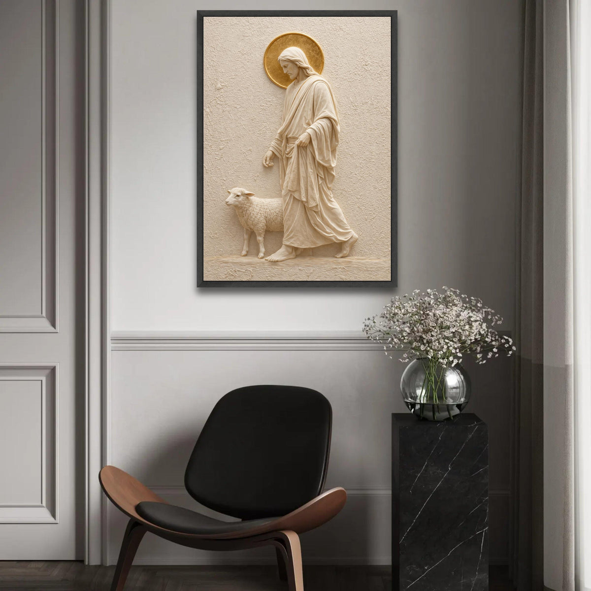 Jesus the Good Shepherd Canvas Wall Art, Religious Christian Decor, Sacred Scripture Canvas, Spiritual Wall Ready To Hang Decoration