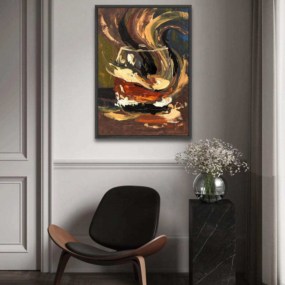 Abstract Tea Cup Canvas, Bold Brush Stroke Wall Art, Modern Home Decor, Expressionist Still Life Painting, Canvas Ready To Hang Decoration