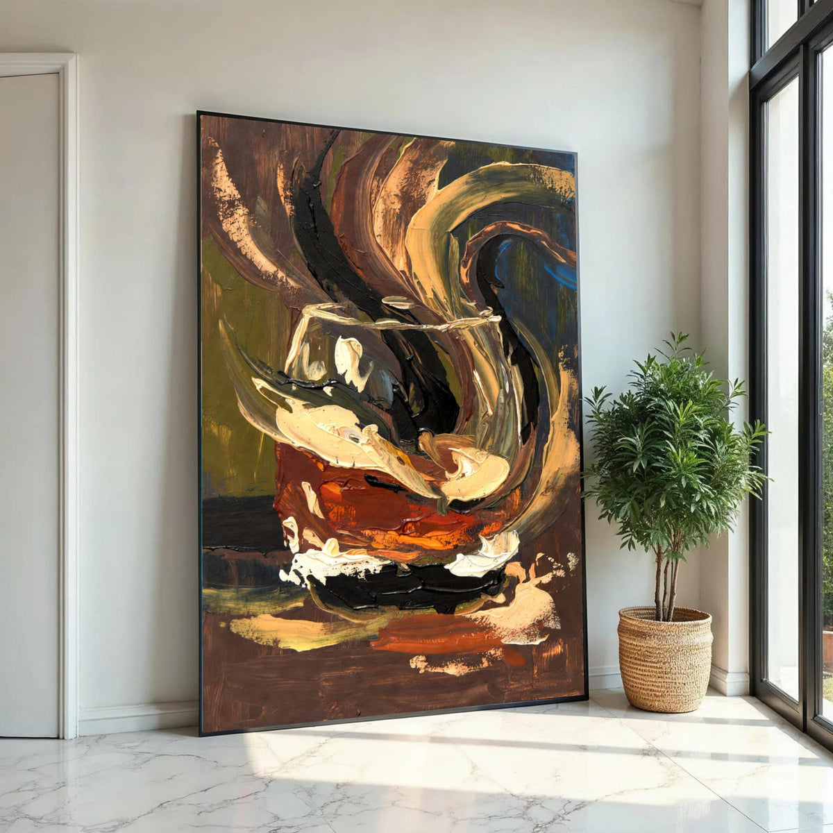 Abstract Tea Cup Canvas, Bold Brush Stroke Wall Art, Modern Home Decor, Expressionist Still Life Painting, Canvas Ready To Hang Decoration