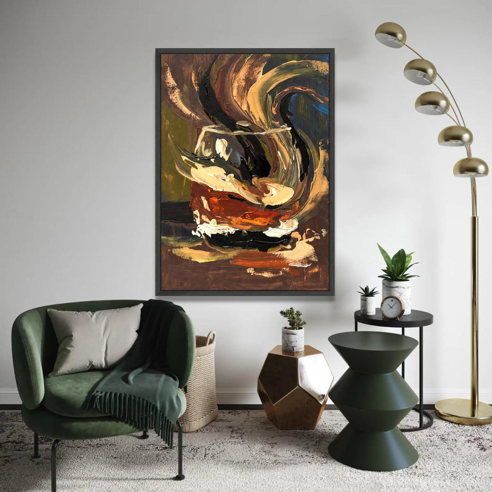 Abstract Tea Cup Canvas, Bold Brush Stroke Wall Art, Modern Home Decor, Expressionist Still Life Painting, Canvas Ready To Hang Decoration